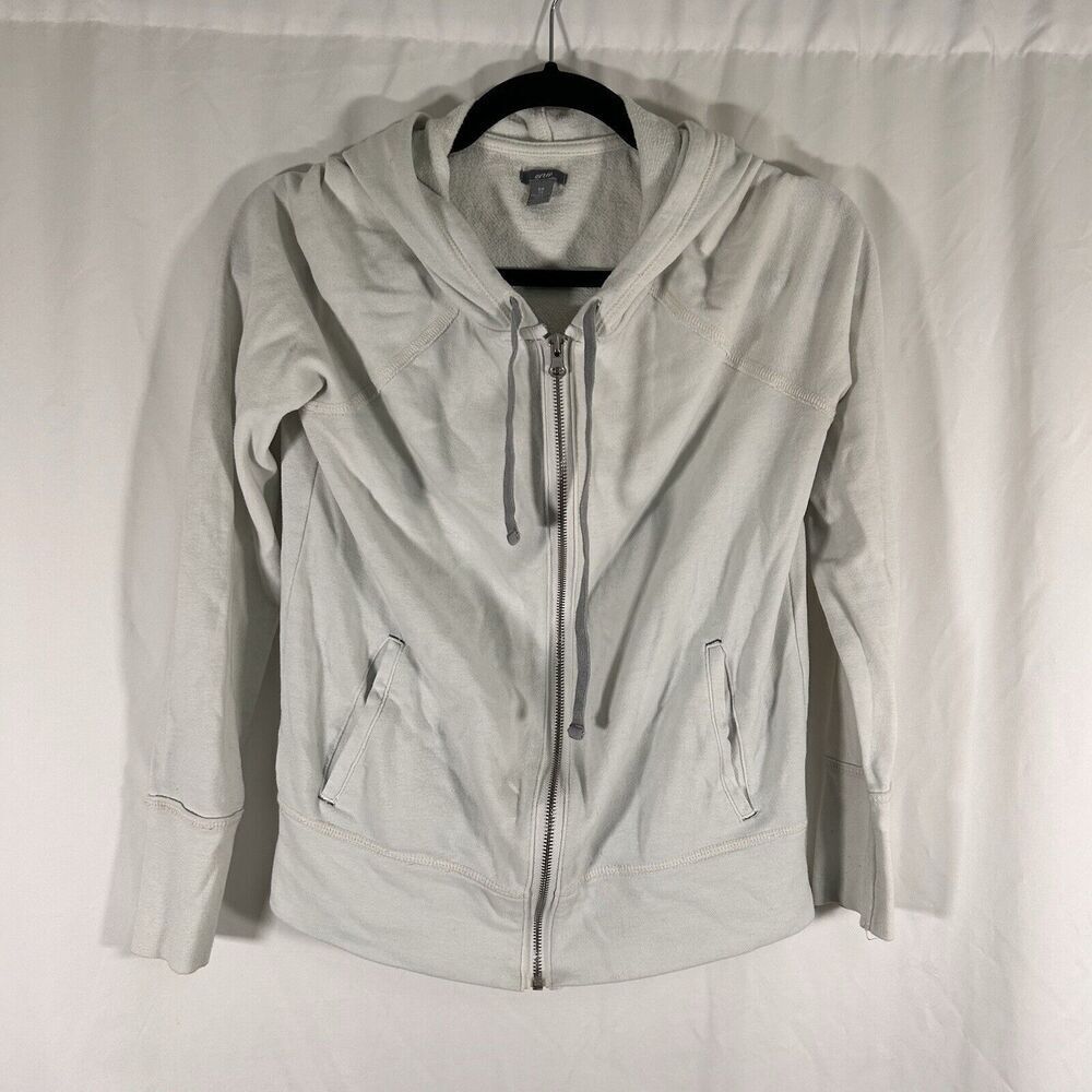 aerie Hoodie Women's Small White Full Zip Drawstring Pockets Sweater Hooded